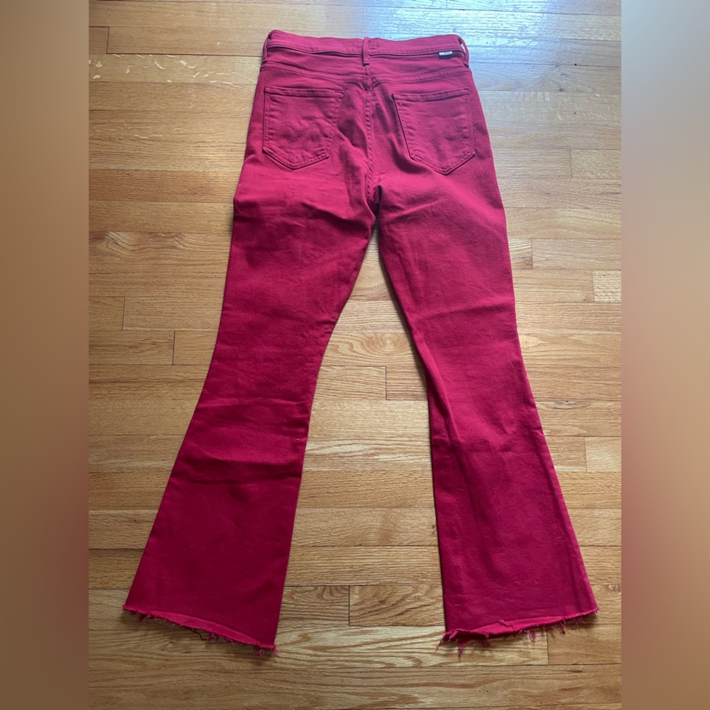 MOTHER Bold Red Denim High Waisted Weekender Skimp Jeans Sz28 - Picture 7 of 12